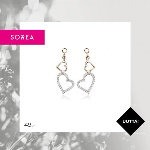 Sorea tuplasydän korvakorut hopeaa ST 5453 06