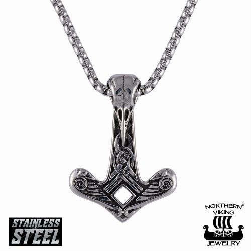 Northern Viking Jewelry "Raven Skull Hammer" teräsriipus