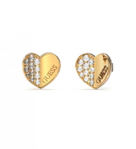 Guess 12mm Plain&Pave Hearts kullatut korvakorut