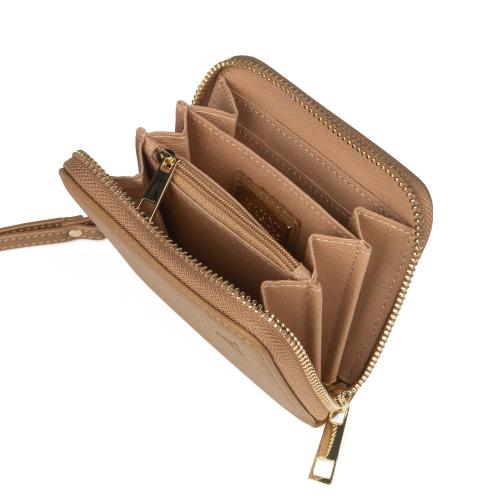 Hirvennahkainen Mini Clutch-lompakko (konjakki/hopea) 