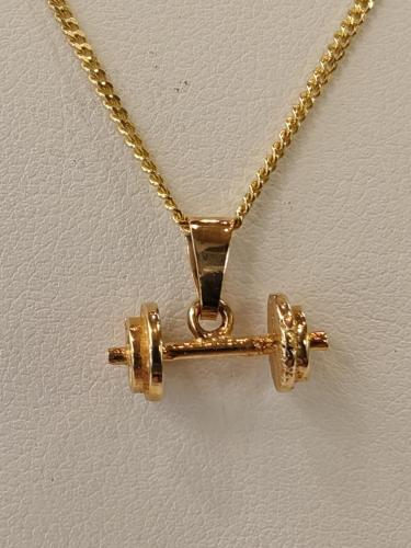 Keltakultainen maskottiriipus käsipaino