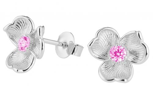 Lumoava ANNA -korvakorut vaaleanpunaisellä kivellä, hopeaa