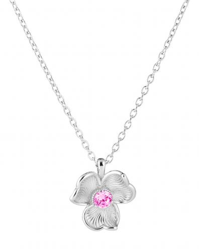 Lumoava ANNA -riipus vaaleanpunaisella kivellä, hopeaa