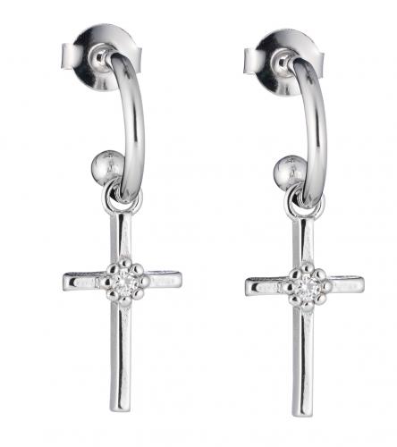 Lumoava Daisy risti korvarengas hopea kirkas kivi