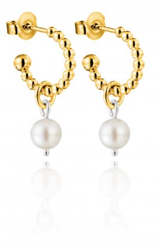 Lumoava Helmi korvakorut  Akoya-helmellä kullattua hopeaa