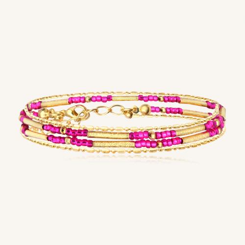 Santibe /kaulakoru/rannekoru Divine 2 tours Chocker Tube Patine Fuchsia