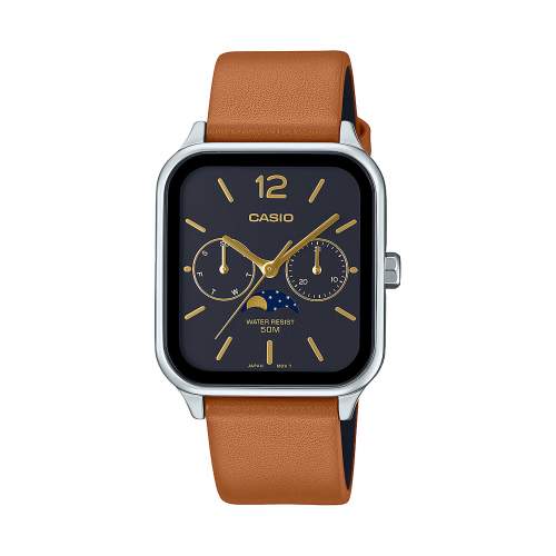 Casio Moonphase Square rannekello nahkarannekkeella