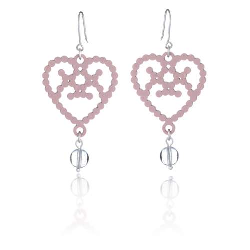 Lumoava Helmi -puukorvakorut roosa