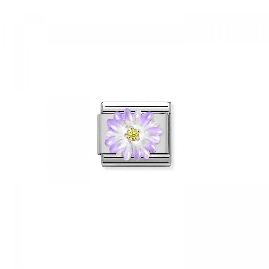 Nomination classic hopeapala violetti kukka kivellä