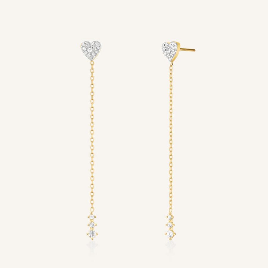 Rosefiled korvakorut Heart Long