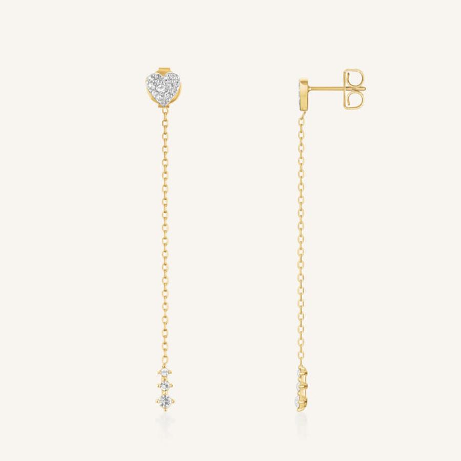 Rosefiled korvakorut Heart Long