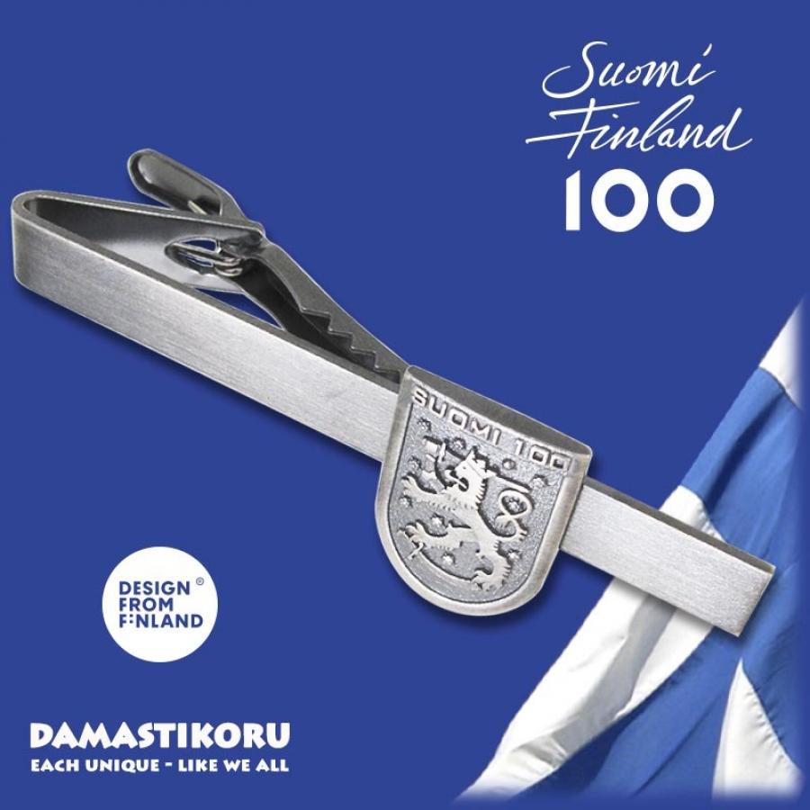 Suomi 100 leijona solmioneula, hopeaa, 71-1310-03