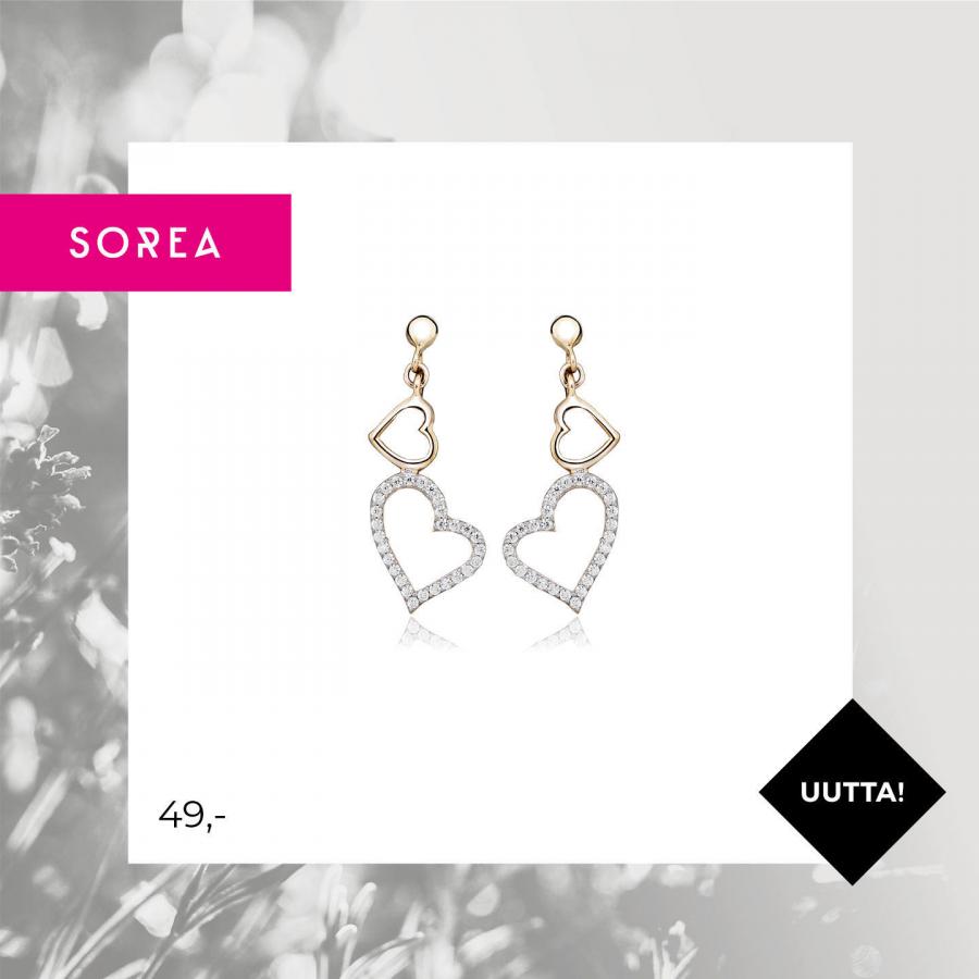 Sorea tuplasydän korvakorut hopeaa ST 5453 06
