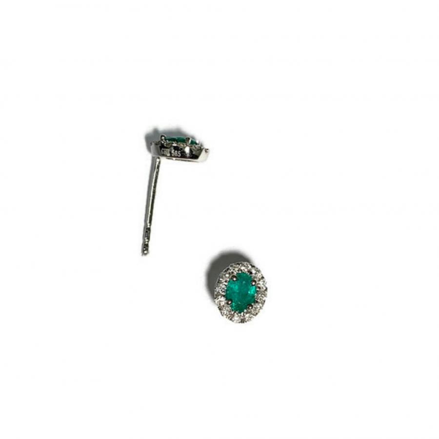 Smaragdi/timantti valkokultakorvakorut AER4801