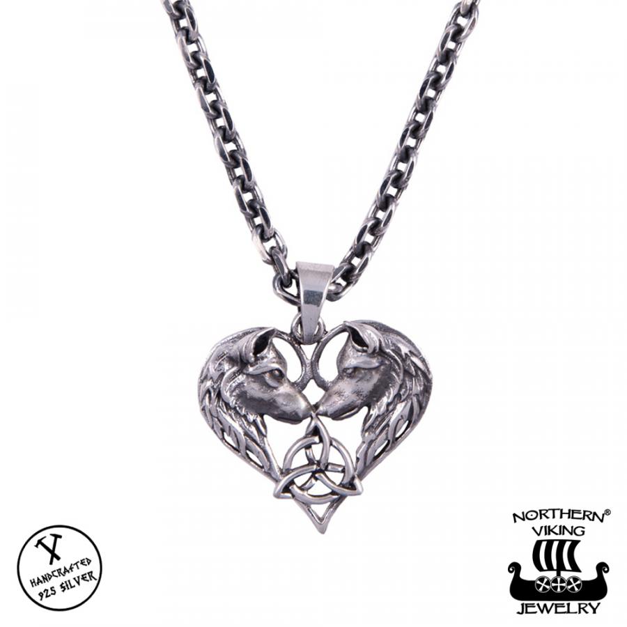 Northern Viking Jewelry "Heart Wolf" hopeariipus