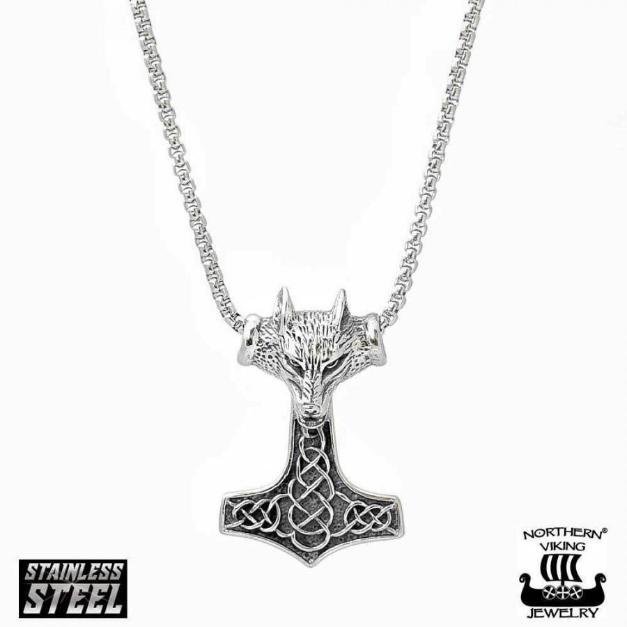 Northern Viking Jewelry "Fenrir Wolfhead Thorin Vasara" teräsriipus 