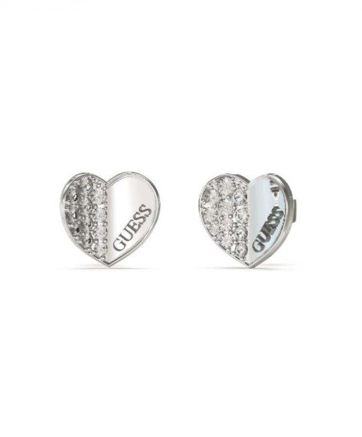 Guess 12mm Plain&Pave Hearts korvakorut