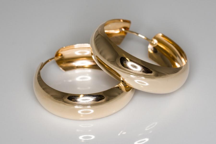 Keltakultaiset rengaskorvakorut 5x15mm