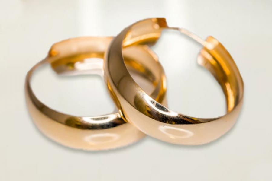 Keltakultaiset rengaskorvakorut 6x20mm