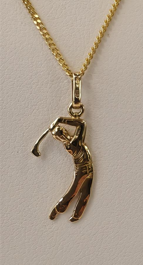 Kultainen maskottiriipus golfpelaaja