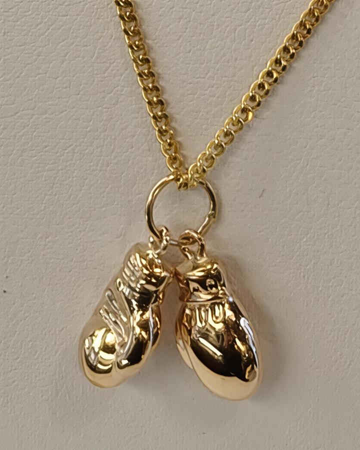 Kultainen maskottiriipus nyrkkeilyhanskat