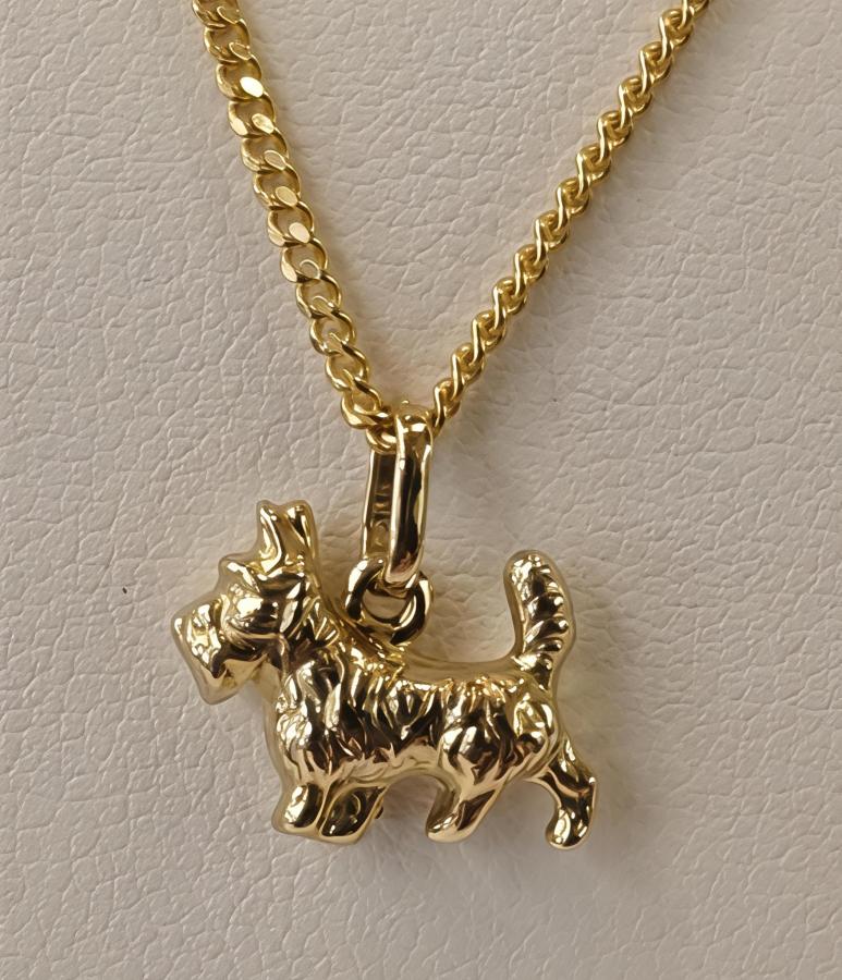 Kultainen terrieri-riipus