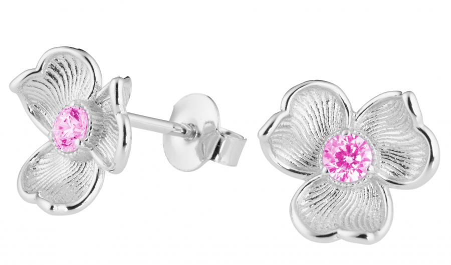 Lumoava ANNA -korvakorut vaaleanpunaisellä kivellä, hopeaa