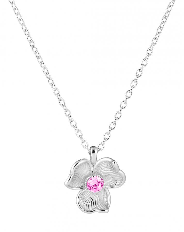 Lumoava ANNA -riipus vaaleanpunaisella kivellä, hopeaa