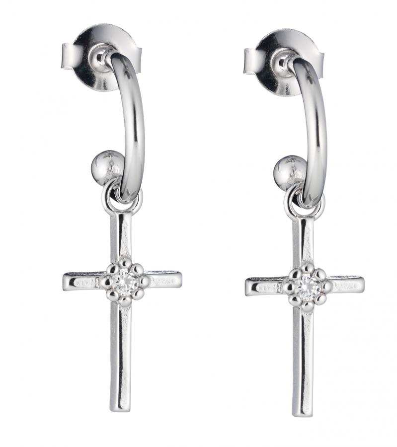 Lumoava Daisy risti korvarengas hopea kirkas kivi