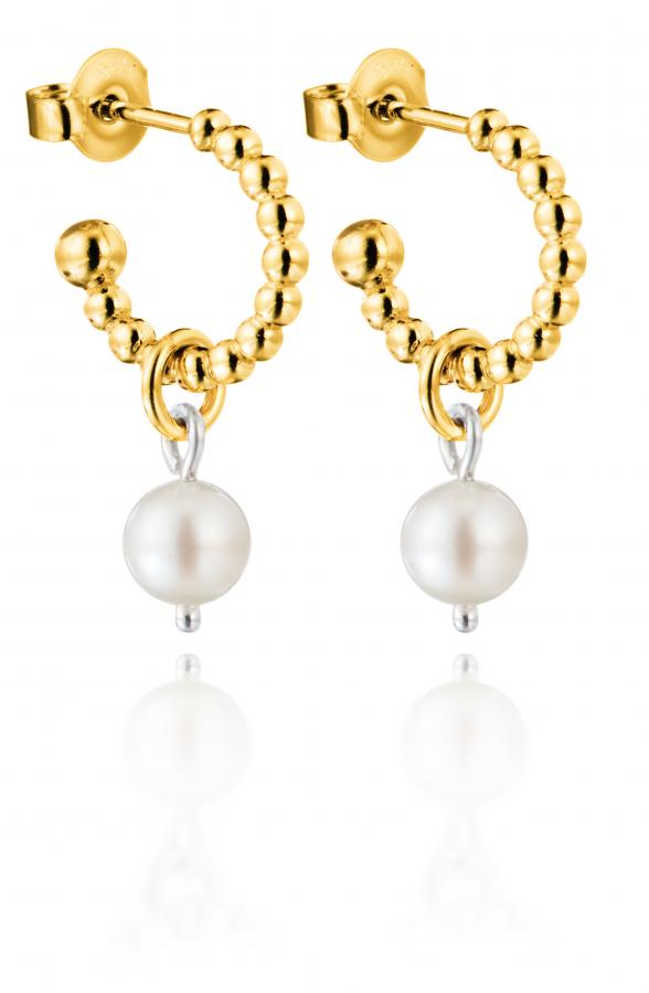 Lumoava Helmi korvakorut  Akoya-helmellä kullattua hopeaa