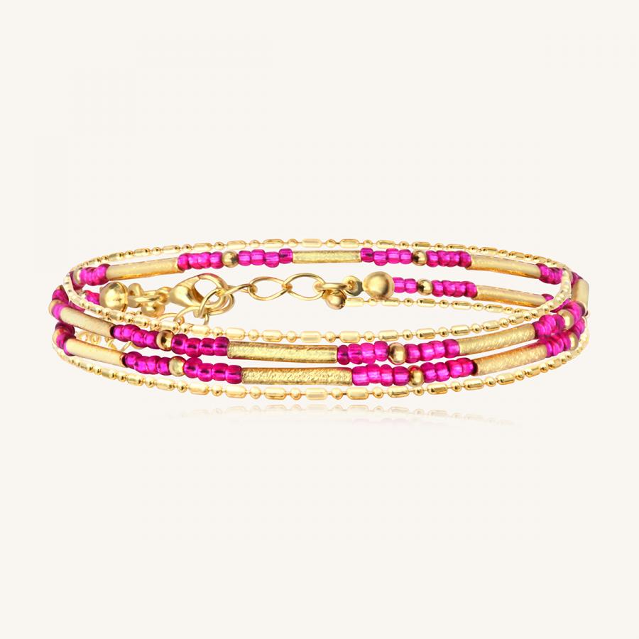 Santibe /kaulakoru/rannekoru Divine 2 tours Chocker Tube Patine Fuchsia